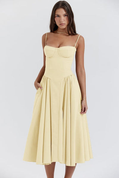 Celine - Midikleid ärmellos mit Korsettpassform