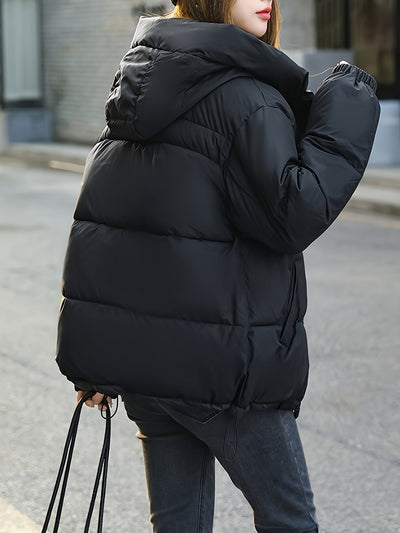 Kurze elegante warme Pufferjacke mit Kapuze für Damen | Für jeden Tag