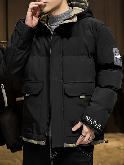 Stilvolle Tarnung Kapuzen-Winterjacke Für Herren | Perfekt für Outdoor-Aktivitäten