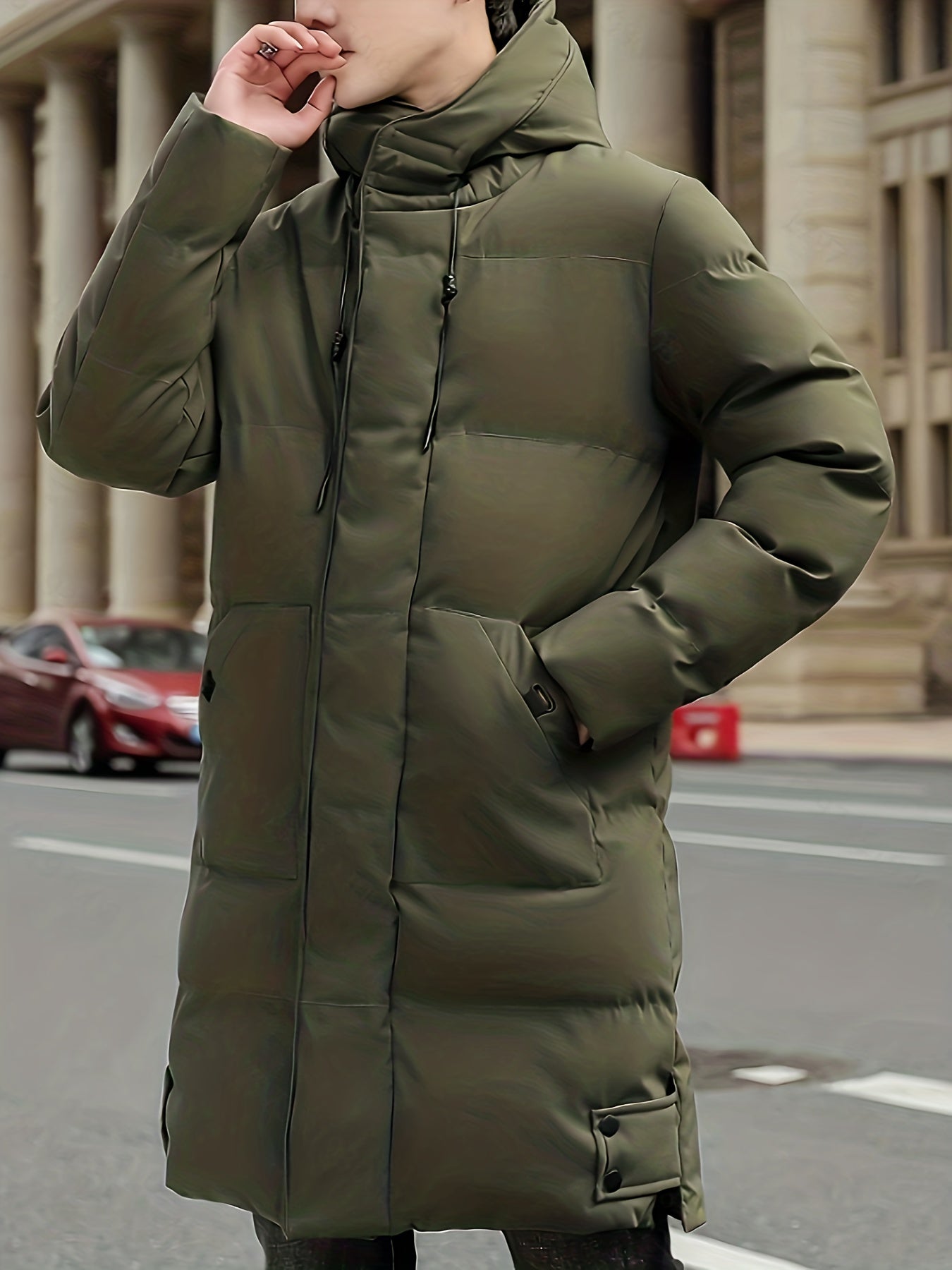 Warme Mittellange Kapuzen-Übermantel-Winterjacke Für Herren | Perfekt für Outdoor-Aktivitäten