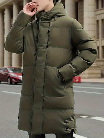 Warme Mittellange Kapuzen-Übermantel-Winterjacke Für Herren | Perfekt für Outdoor-Aktivitäten