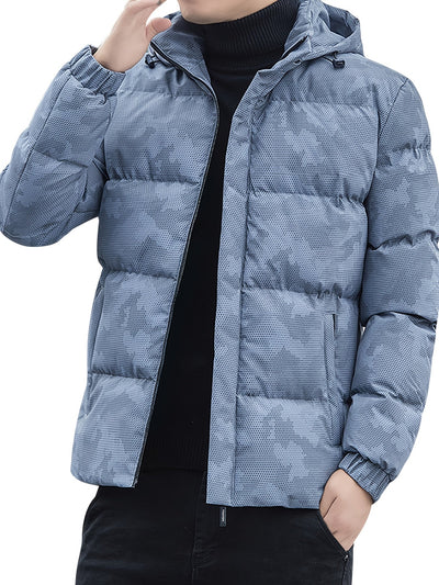 Warme Baumwoll-Camo-Stil Mit Abnehmbarer Kapuze Winterjacke Für Herren | Perfekt für Outdoor-Aktivitäten