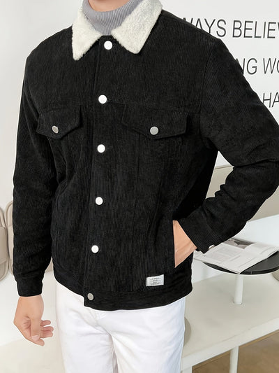 Lässige Corduroy Sherpa Mit Kragen Winterjacke Für Herren | Ideal für den Winter