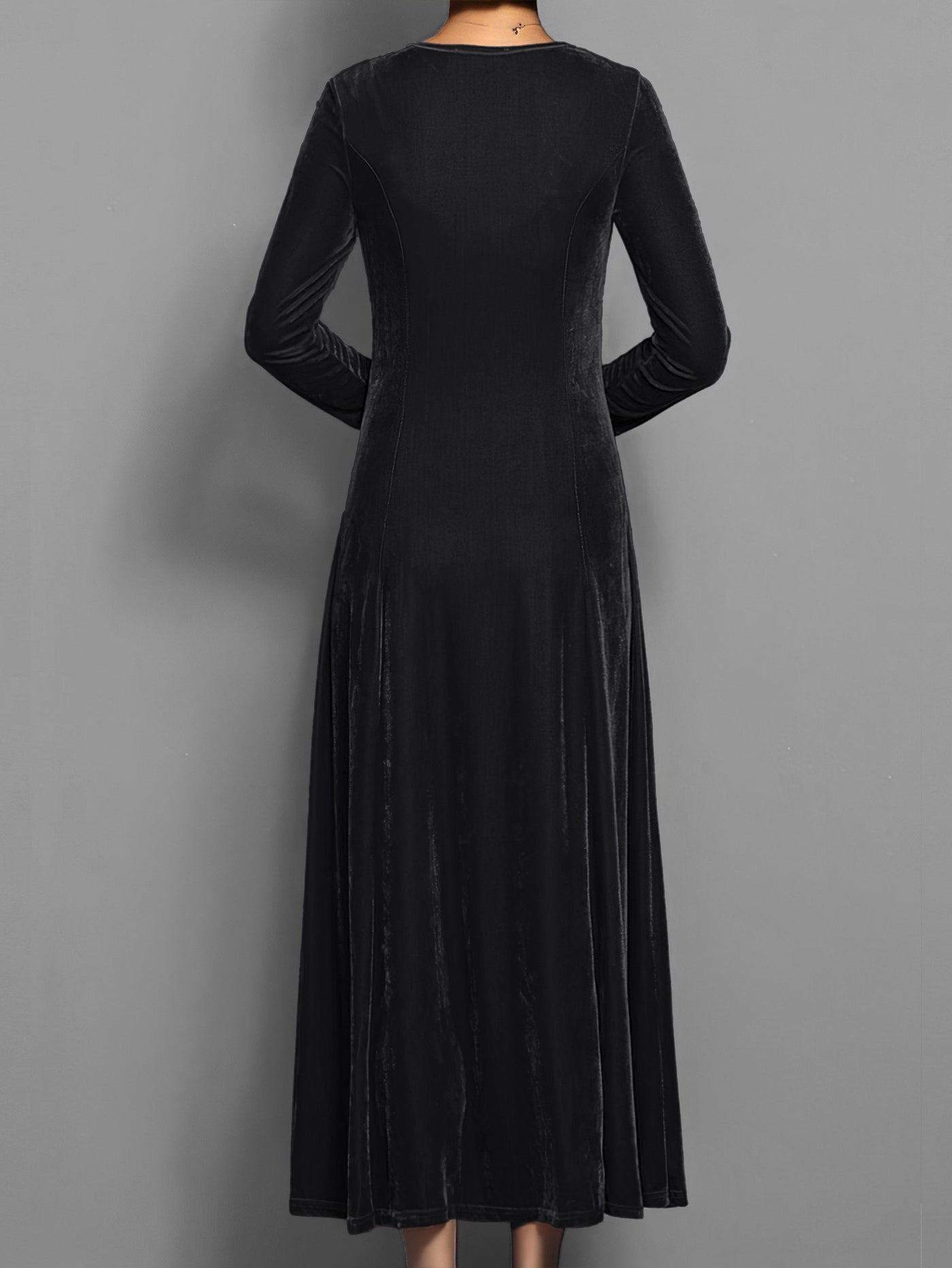Casual Einfarbiges Stylisches Midi Rundhals Langarm Party Formelles Kleid Für Damen | Für formelle Anlässe