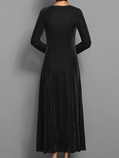 Casual Einfarbiges Stylisches Midi Rundhals Langarm Party Formelles Kleid Für Damen | Für formelle Anlässe