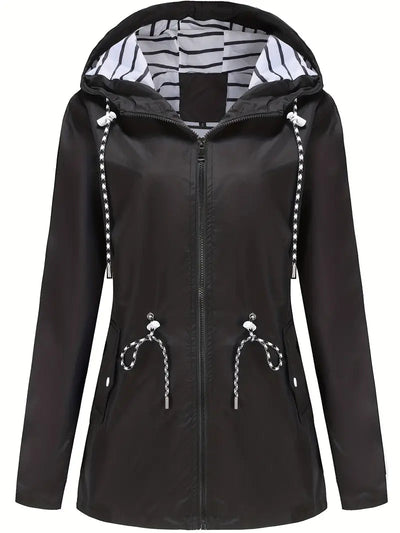 Stylische wasserdichte Regenjacke mit Kapuze und Taschen für Damen | Ideal für Herbst/Winter