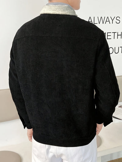Lässige Corduroy Sherpa Mit Kragen Winterjacke Für Herren | Ideal für den Winter