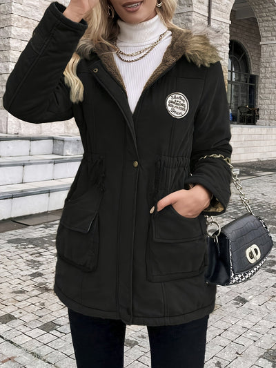 Fleece-Parka-Winterjacke mit veganem Fell für Damen, elegant | Perfekt für Outdoor-Aktivitäten