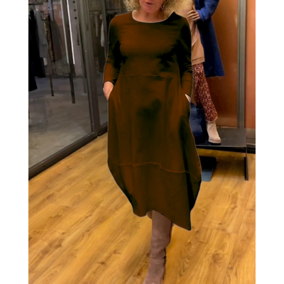 Treasa® | Schwarzes Midikleid mit Taschen