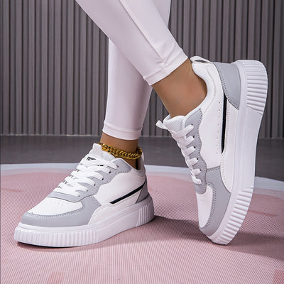 Schicke Kunstleder-Colorblock Skate Sneakers für Damen | Perfekt für Casual Days