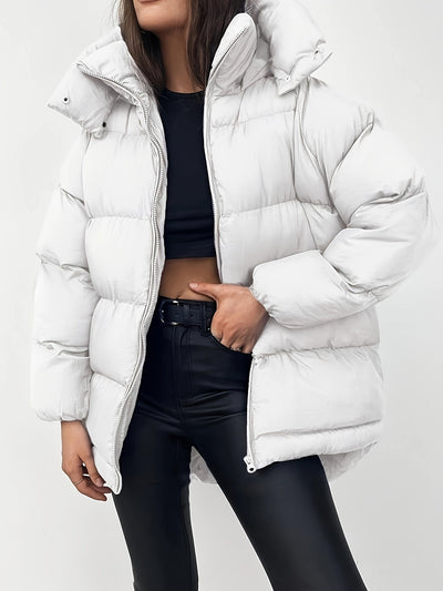 Warme elegante Puffer-Winterjacke mit Kapuze für Damen | Ideal für Winter