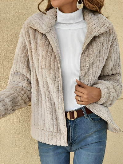 Teddy Damen Jacke Kurz | Kuschelig Bequem