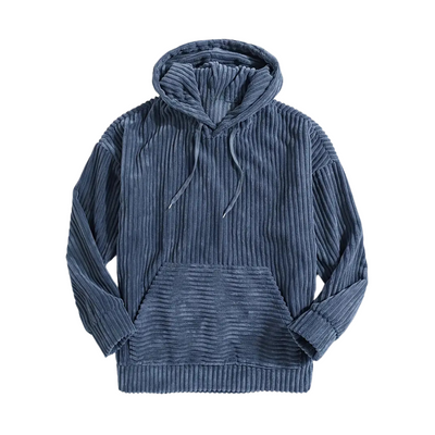 Strukturierter Cord-Kapuzenpullover mit Kängurutasche für Männer