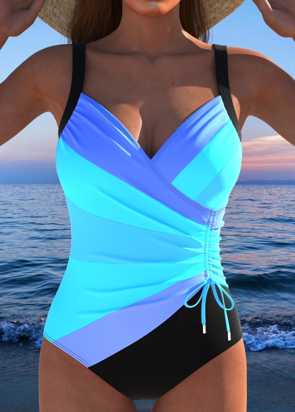 Luxe Wickel-Schwimmbadanzug mit Bunter Druck Letzter Tag 80% Rabatt