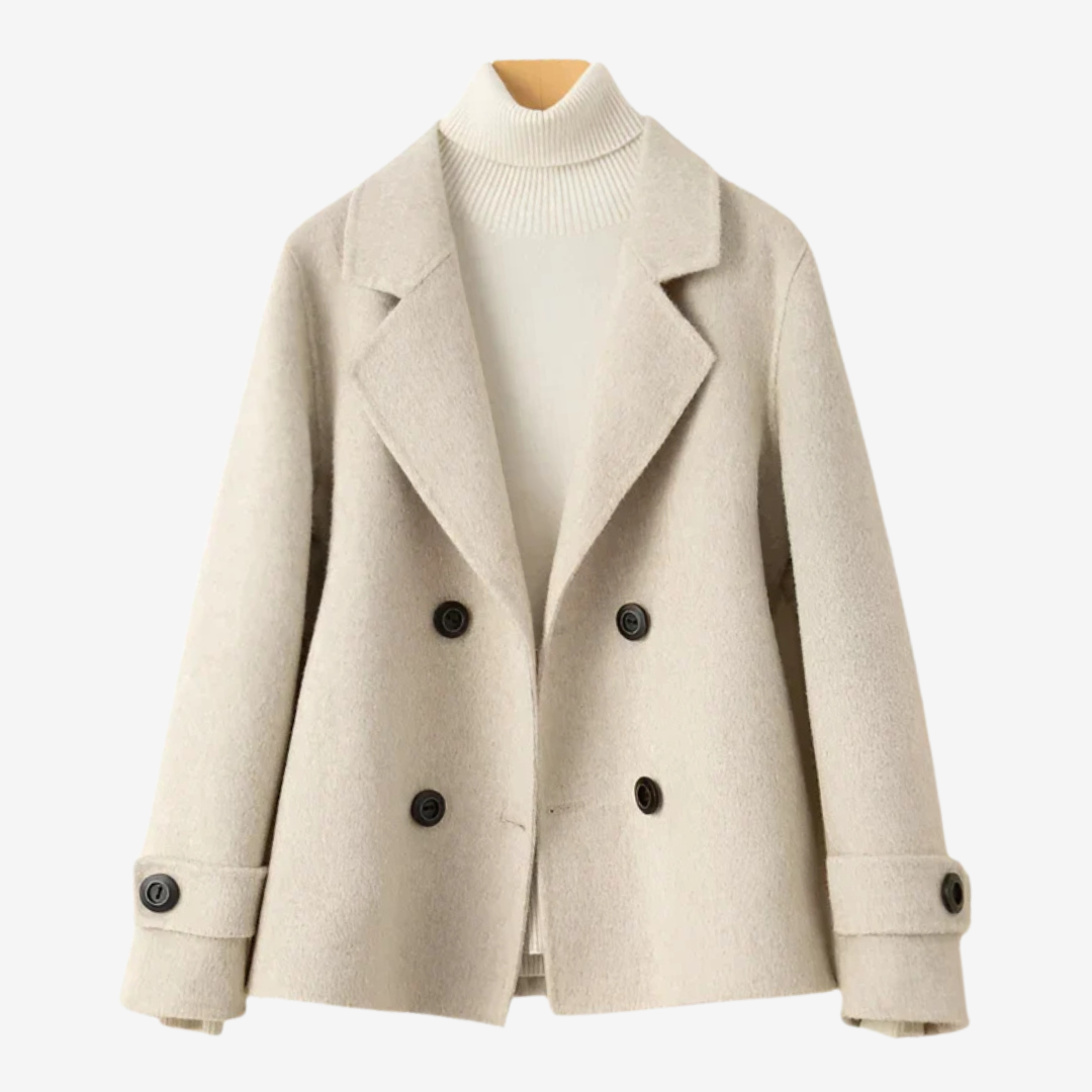Klassische doppelreihige Wolljacke für Frauen