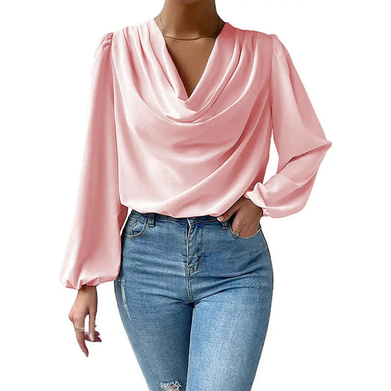 Elegante Bluse mit Wasserfallausschnitt | Fließend & Feminin | Luftige Ärmel