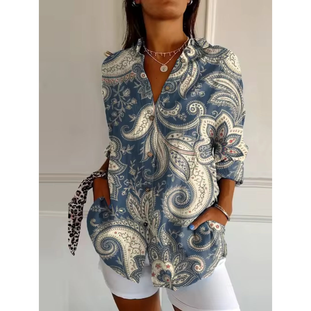 Arahmeshelle - Klassische Bluse Bedruckt Elegant