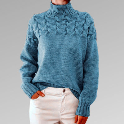 Strickpullover mit Zopfmuster | Hoher Kragen | Kuscheliger Komfort