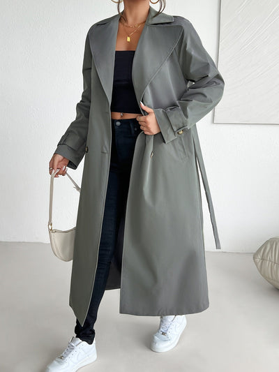 Lässiger einfarbiger Trenchcoat mit Gürtel für Damen | Perfekt für Casual-Tage
