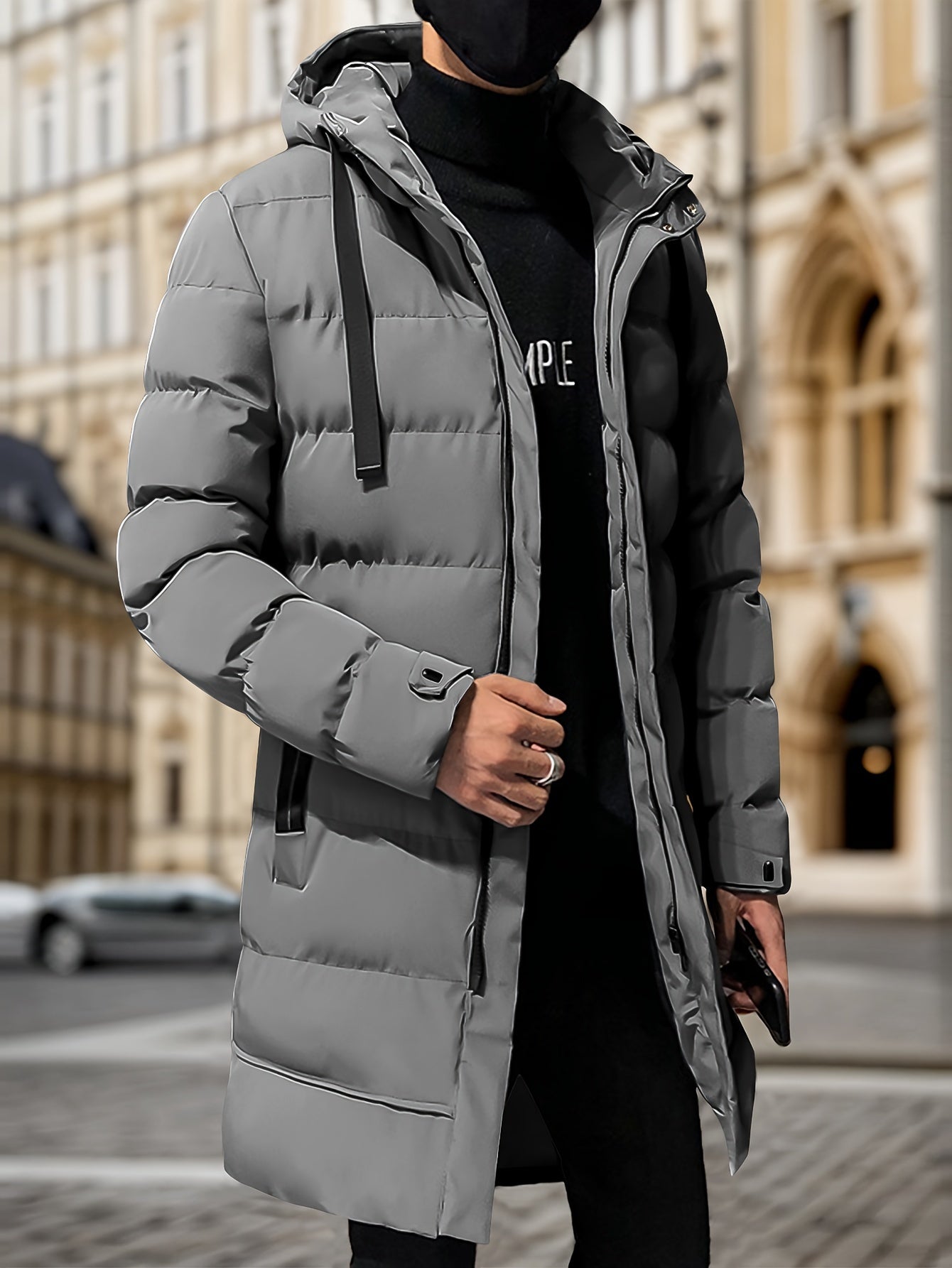Warme Winddichte Reißverschluss Mittellange Kapuzen Winterjacke | Perfekt für Outdoor-Aktivitäten