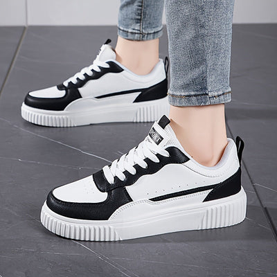 Schicke Kunstleder-Colorblock Skate Sneakers für Damen | Perfekt für Casual Days