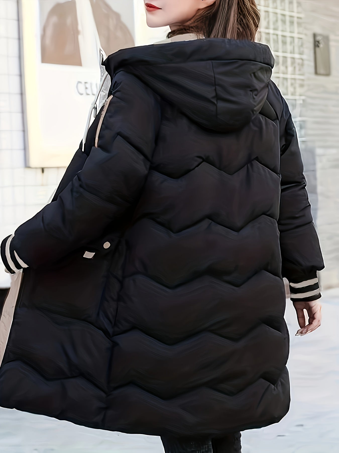 Warme modische Puffer-Winterjacke mit Kapuze für Damen | Ideal für Winter