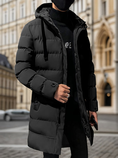 Warme Winddichte Reißverschluss Mittellange Kapuzen Winterjacke | Perfekt für Outdoor-Aktivitäten