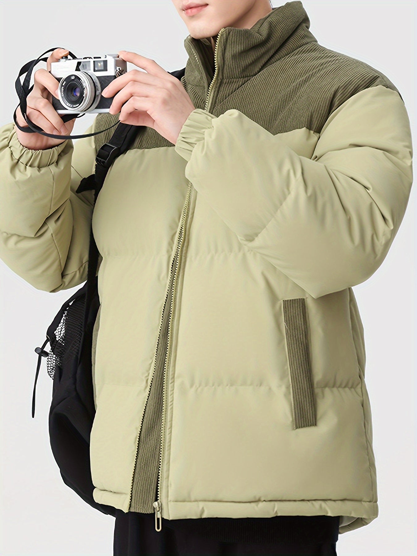Stilvolle Trendige Colorblock Puffer-Winterjacke Für Herren | Perfekt für Outdoor-Aktivitäten