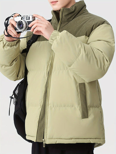 Stilvolle Trendige Colorblock Puffer-Winterjacke Für Herren | Perfekt für Outdoor-Aktivitäten