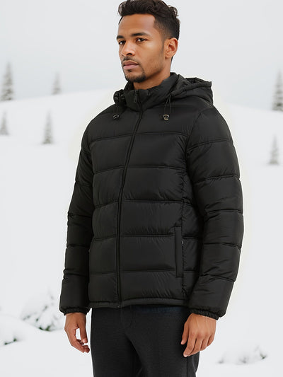 Stilvolle Glatte Einfarbige Puffer-Winterjacke Für Herren | Perfekt für Outdoor-Aktivitäten