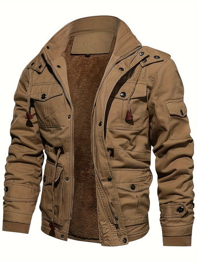 Taktische Warme Fleece Kapuzen-Cargo-Outdoorjacke Für Herren | Perfekt für Outdoor-Aktivitäten