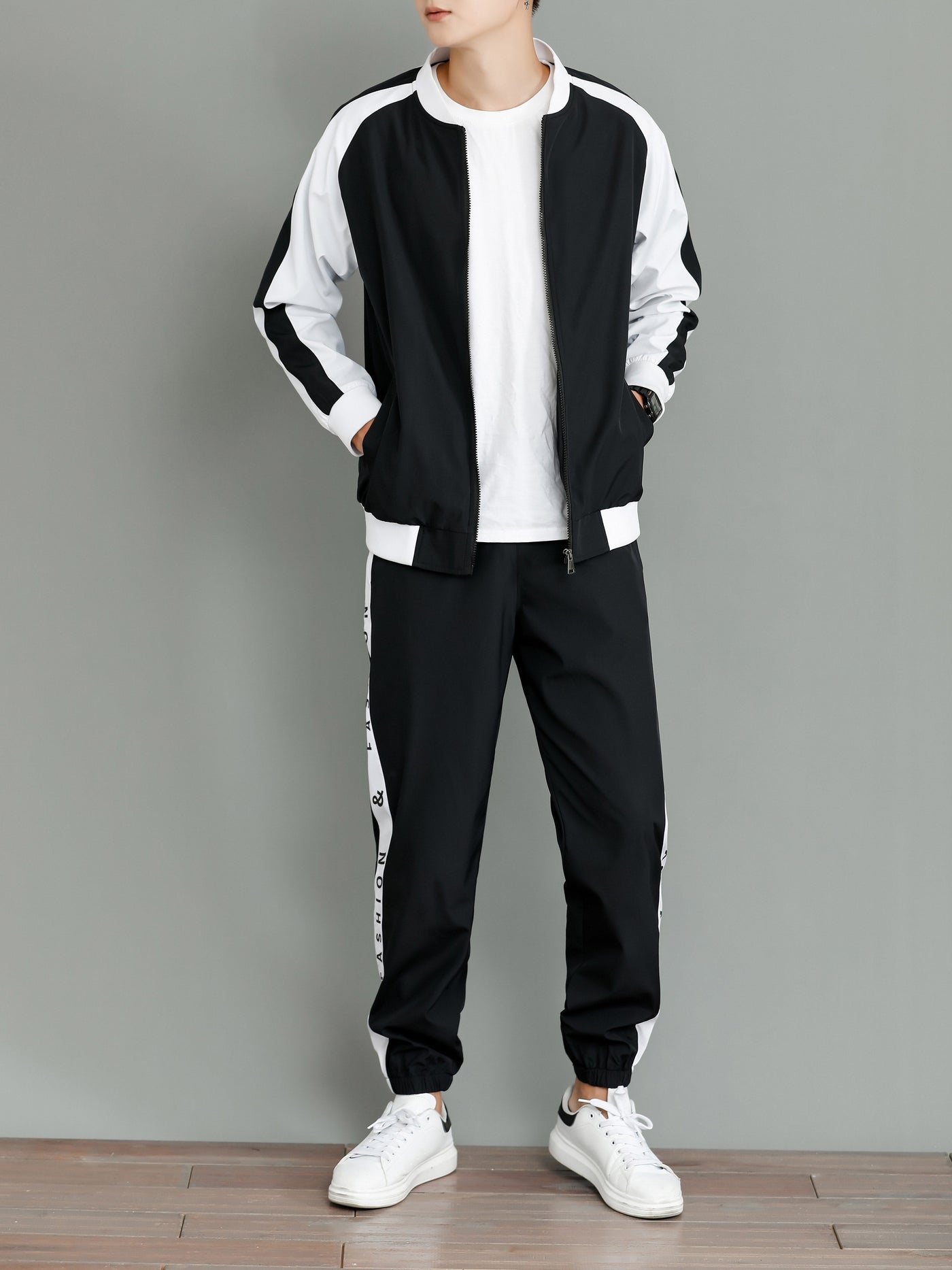 Moderner Trainingsanzug mit Knopfjacke und Hose für Herren | Perfekt für den Alltag