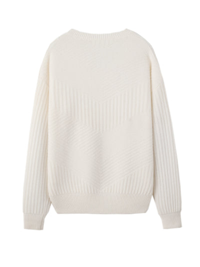 Lässiger V-Ausschnitt-Pullover aus 100% Wolle in einfarbigem Design für Damen | Perfekt für lässige Tage