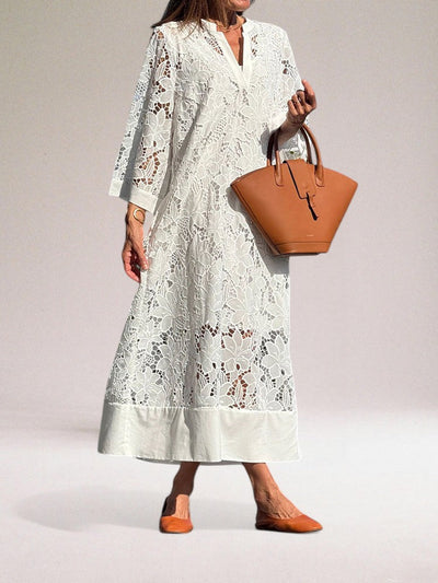 Maxikleid aus Spitze | Elegante Stickerei | Fließender Schnitt