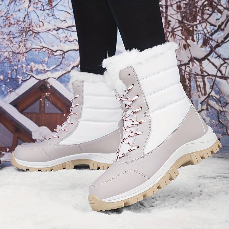 Wasserdichte Damen-Winterstiefel mit Kunstfellfutter – Warm, Rutschfest und Robust für kalte Tage