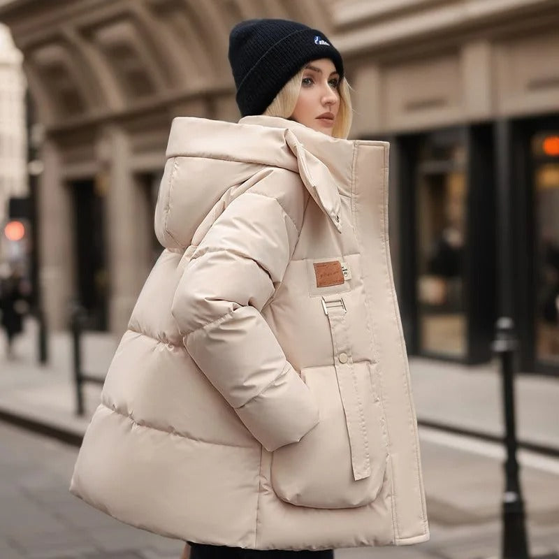 Damen Gesteppter Puffer-Mantel mit Übergroßen Taschen