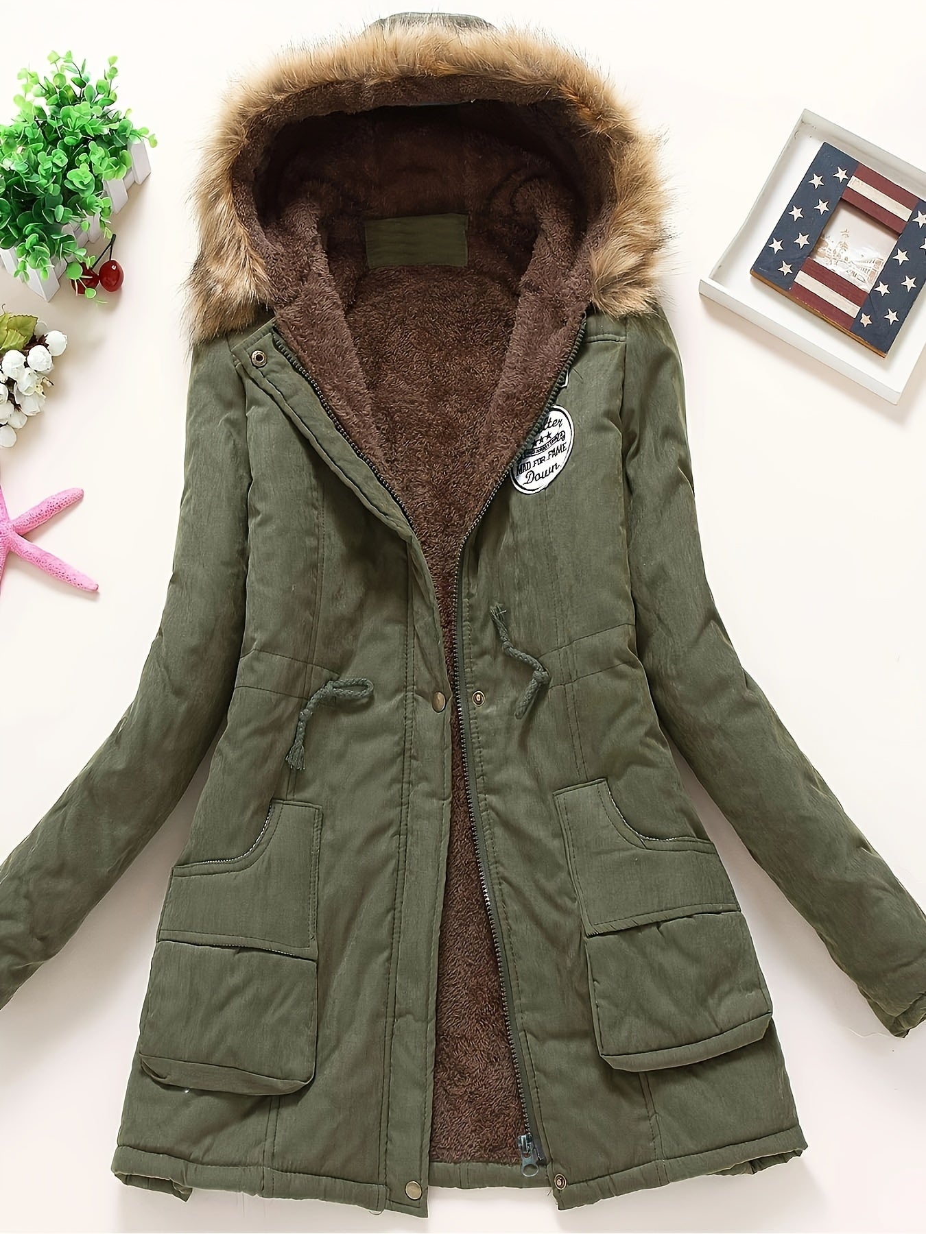 Stilvolle Warme Fleece Parka Winterjacke mit Veganfell für Damen | Perfekt für Outdoor-Aktivitäten