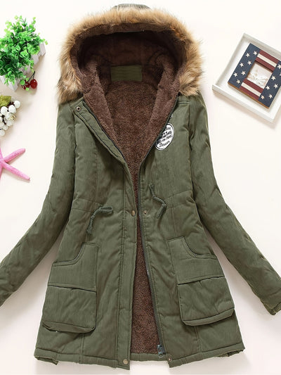 Gemütlicher Fleecegefütterter Kapuzen Wintermantel für Damen | Ideal für Herbst/Winter