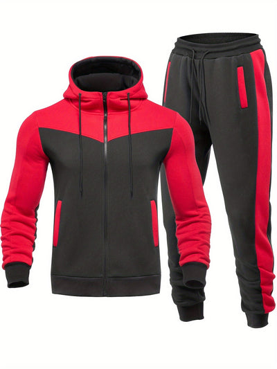 Casual Kapuzen Trainingsanzug Mit Jacke Mit Kragen Und Hose Für Herren | Perfekt Für Freizeitaktivitäten