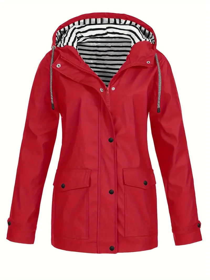 Stilvolle wasserdichte Jacke mit gestreiftem Futter für Damen