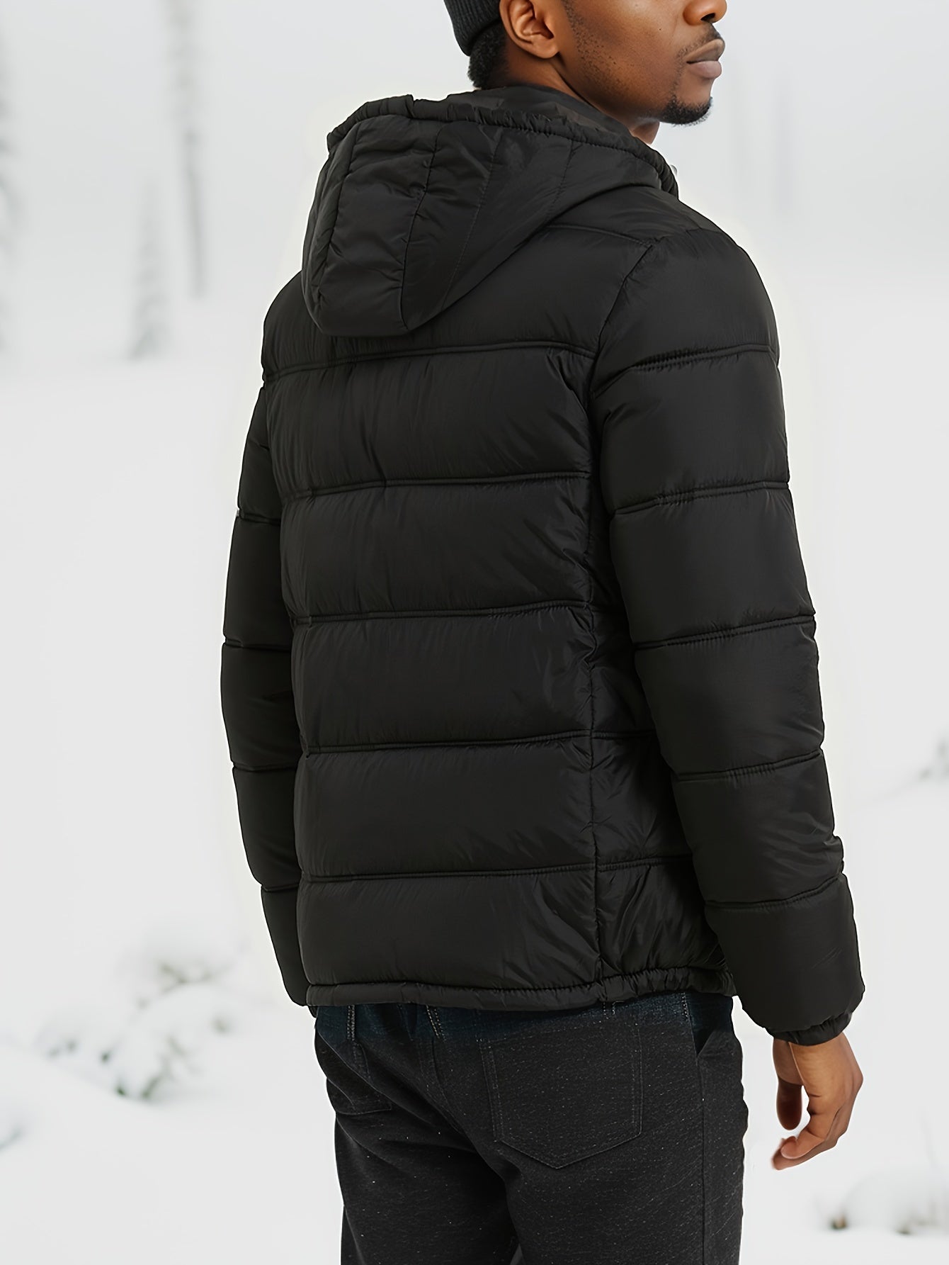 Stilvolle Glatte Einfarbige Puffer-Winterjacke Für Herren | Perfekt für Outdoor-Aktivitäten