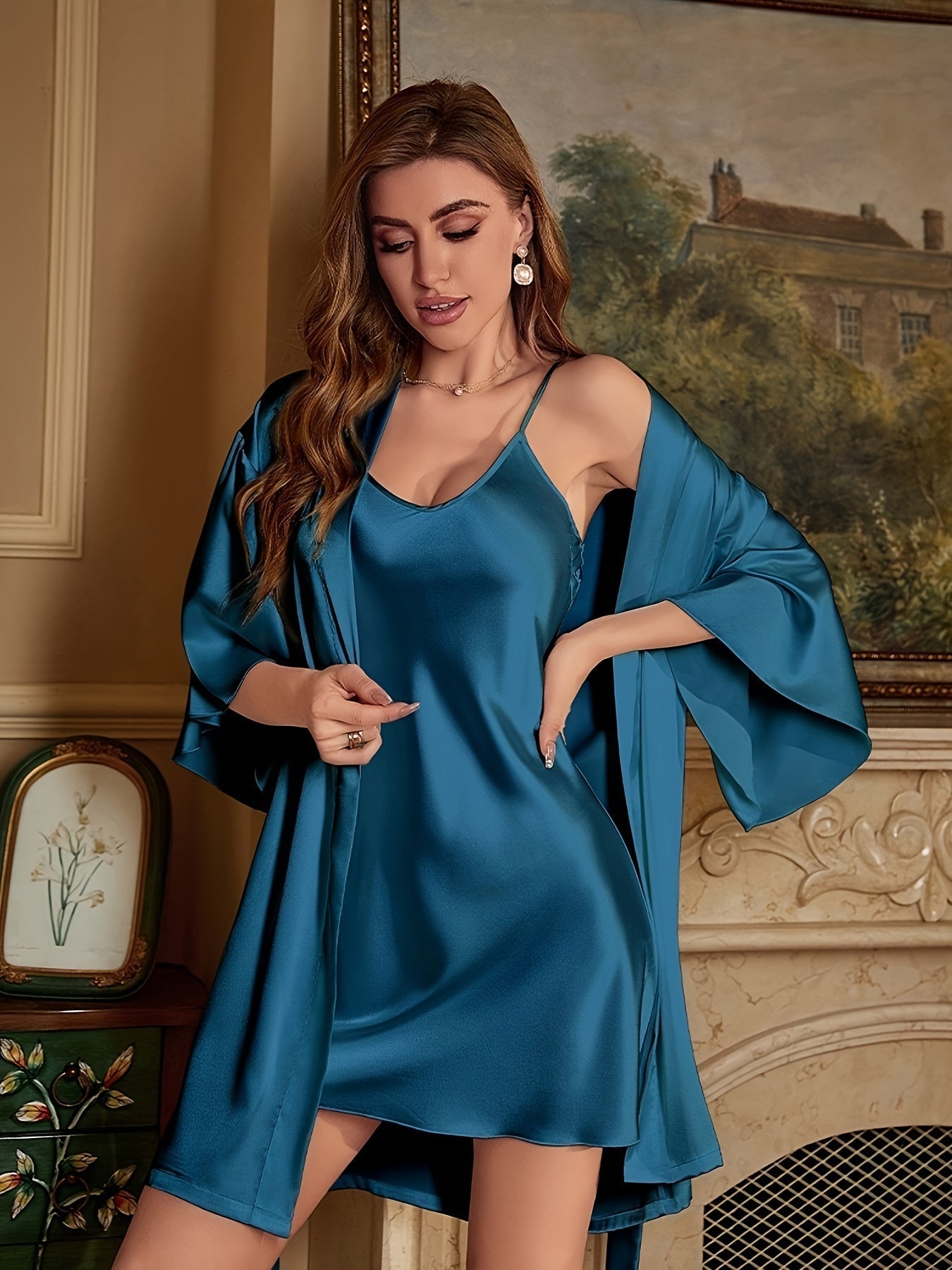 Bequemes Satin Schlafrobe & Kleid Pyjama Set Für Damen | Perfekt für den Alltag