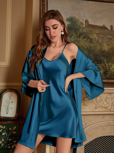 Bequemes Satin Schlafrobe & Kleid Pyjama Set Für Damen | Perfekt für den Alltag