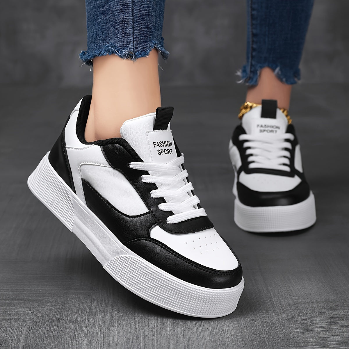 Elegante Kontrastfarbene Plateau-Sneaker für Damen | Perfekt für den täglichen Gebrauch