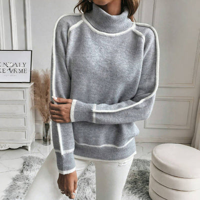 Strickpullover mit Stehkragen | Kontrastdetails | Warm und Stilvoll