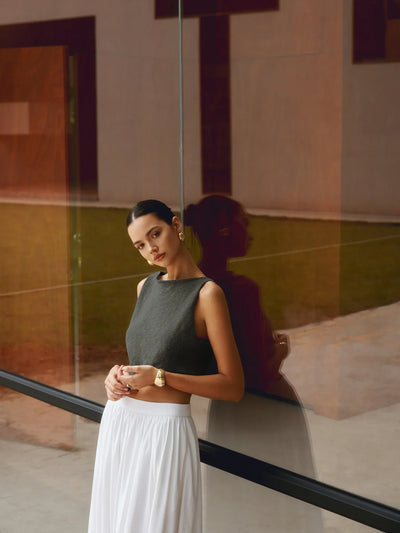 Strick-Crop-Top | Ärmellos | Minimalistischer Stil