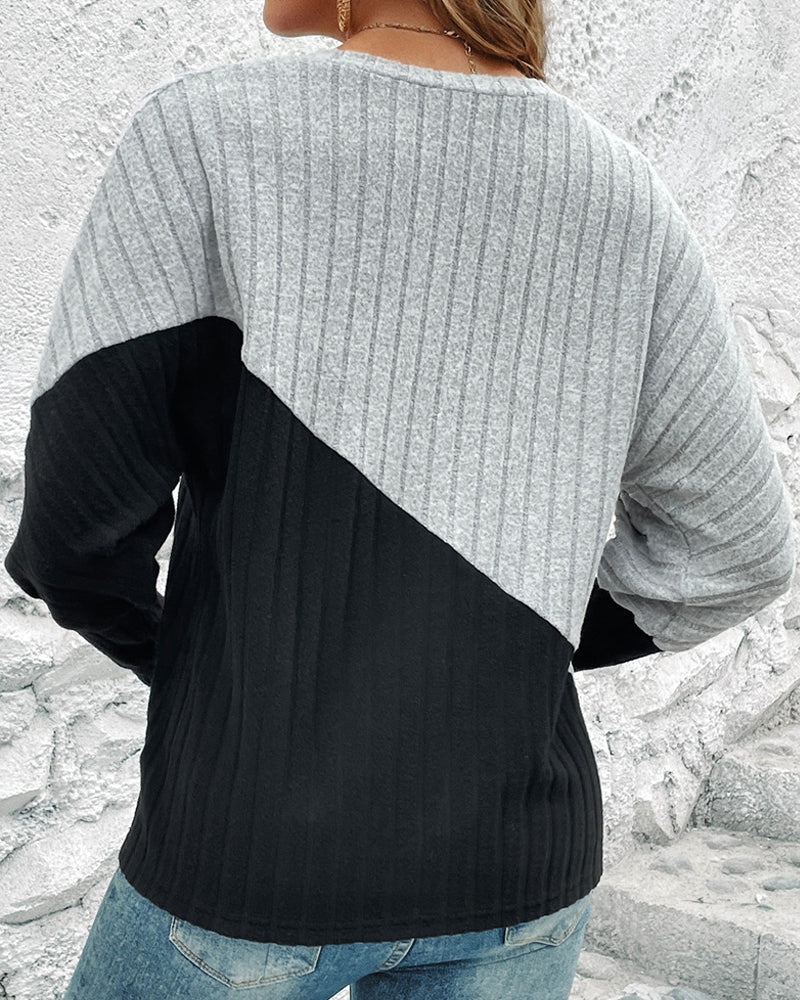 Eleganter Baumwollpullover Mit Halber Farbe Für Damen | Ideal für Jede Jahreszeit