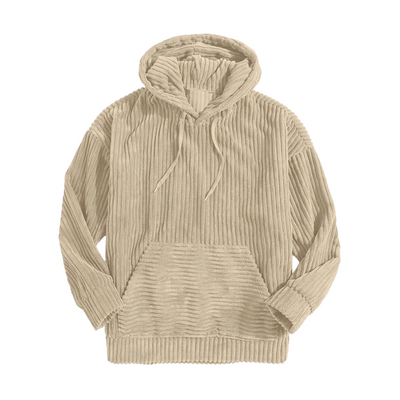 Strukturierter Cord-Kapuzenpullover mit Kängurutasche für Männer