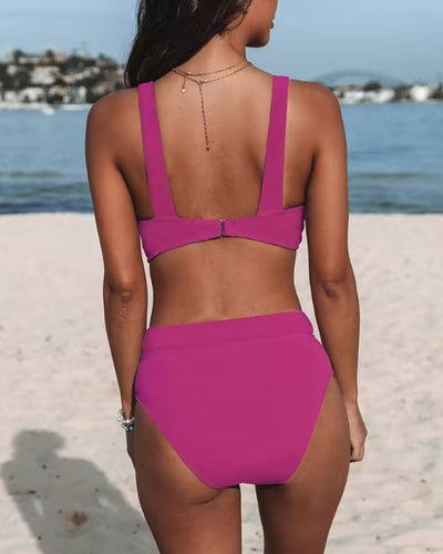 Xia - Klassisches schwarzes Bikini-Set mit hoher Taille | Eleganter V-Ausschnitt High-Waist Bikini