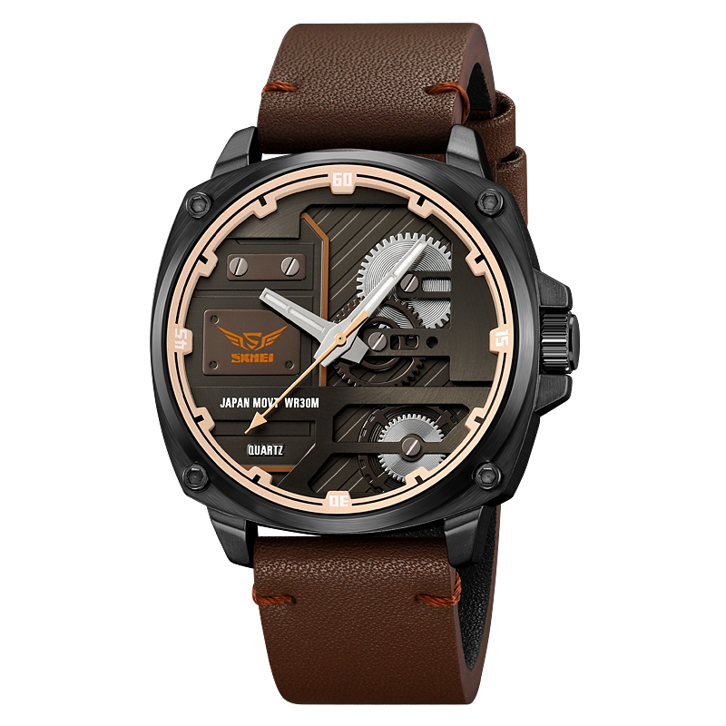van Baerle® - Quarz Leder Herrenarmbanduhr